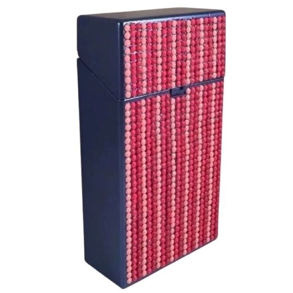 Cigarette 100s Case Hand Diamond-Painted Blue Pink - Picture 1 of 5